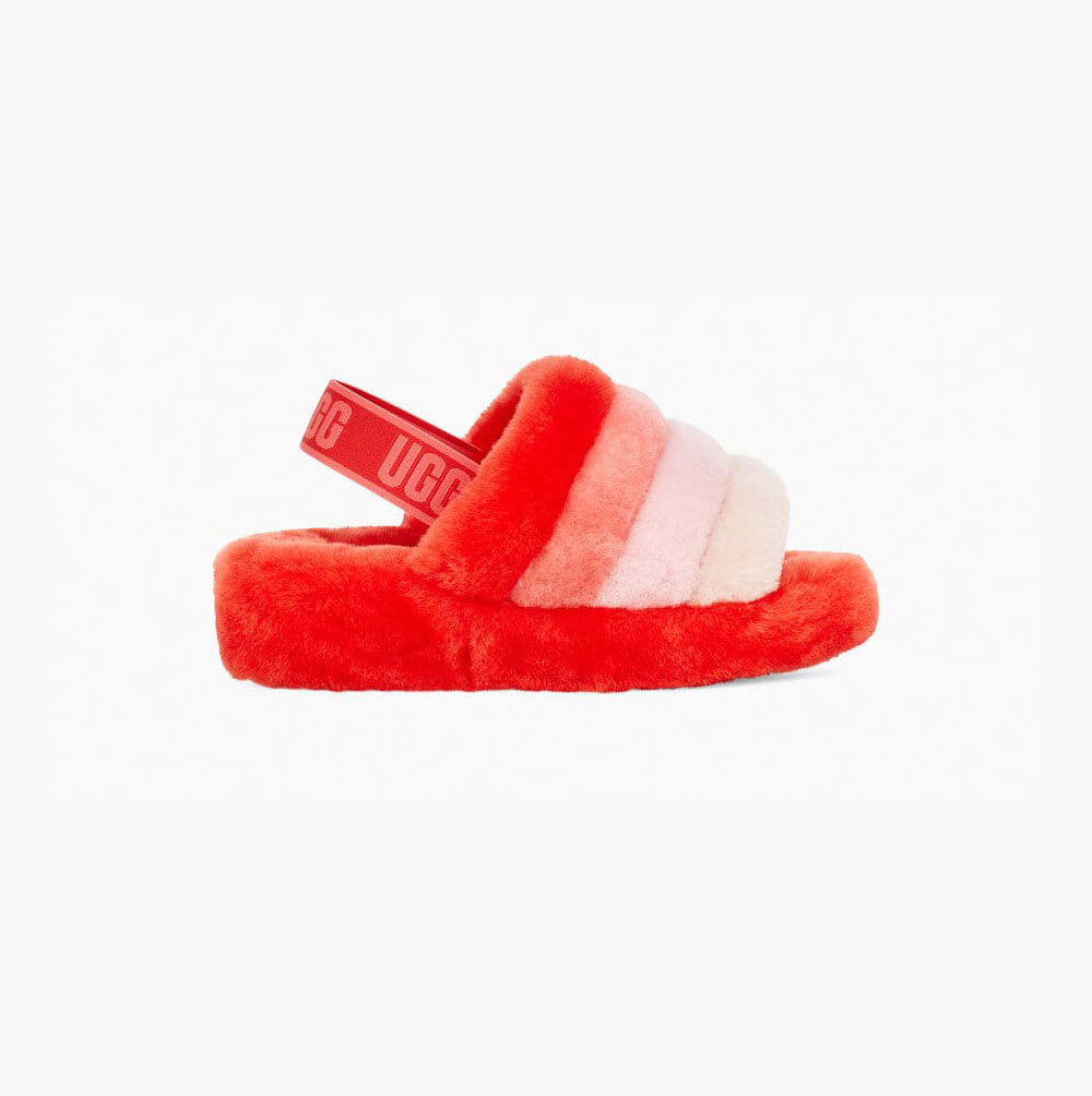 UGG Fluff Yeah Orange Multicolor Slides for Women (LVYQ19074)